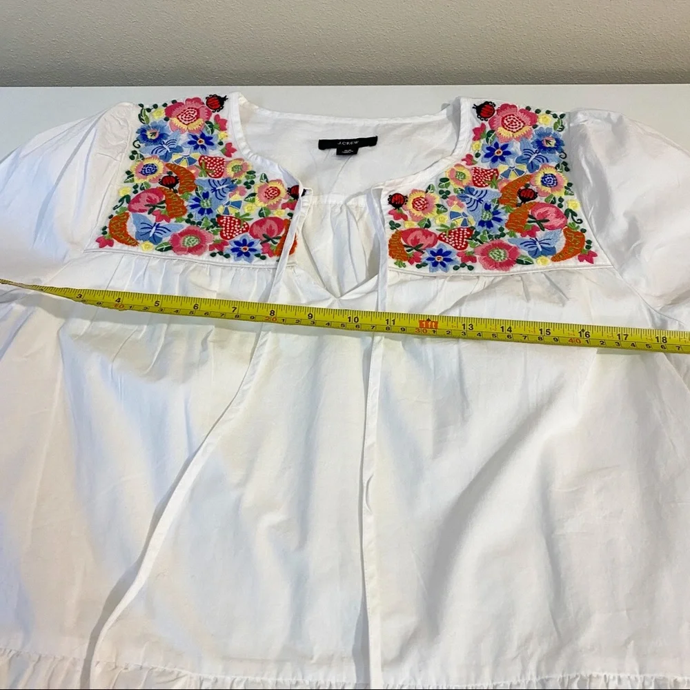 J Crew Cotton Poplin Tunic With Farmers Market Embroidery NWOT Size Extra Small